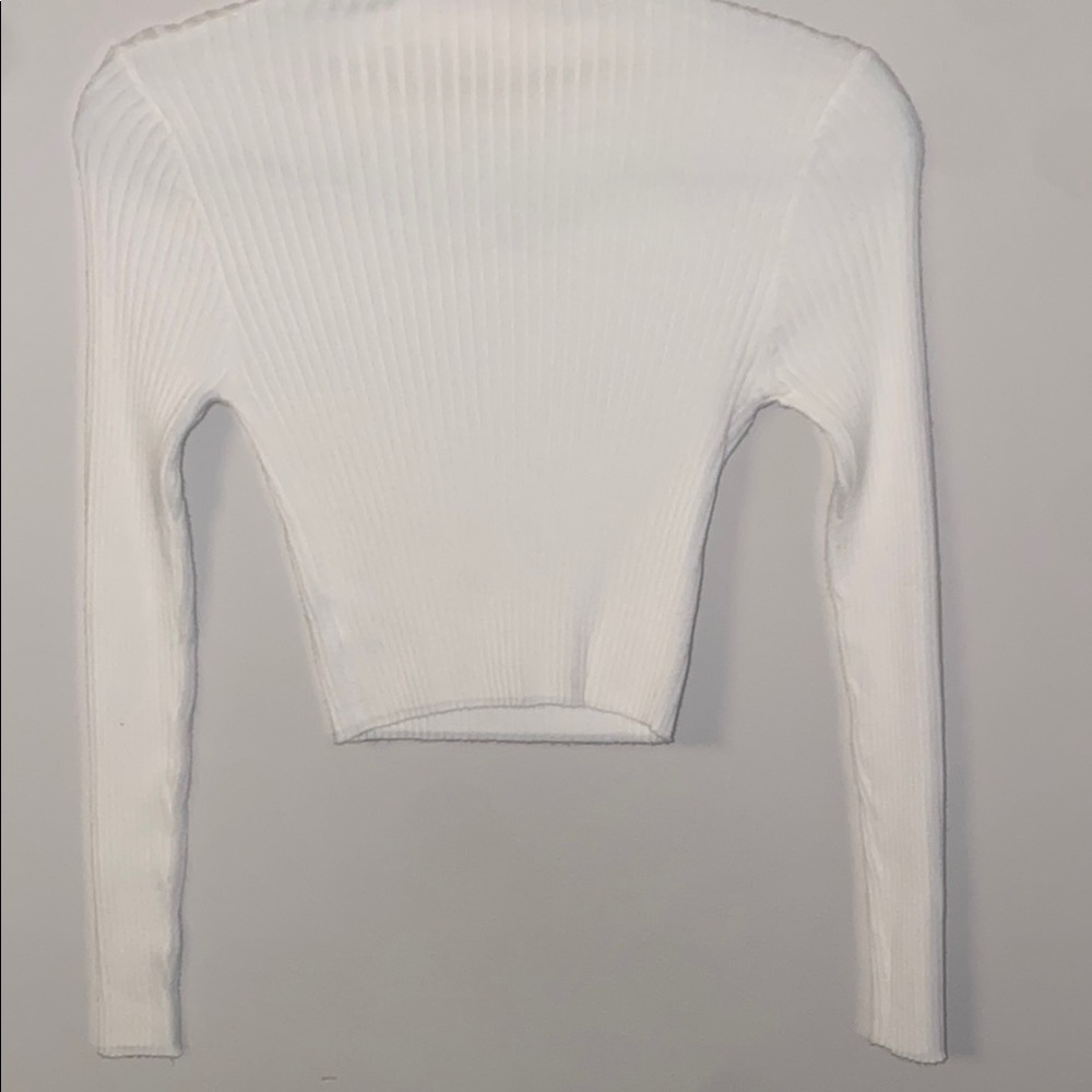 White Ribbed Long Sleeve Bodysuit